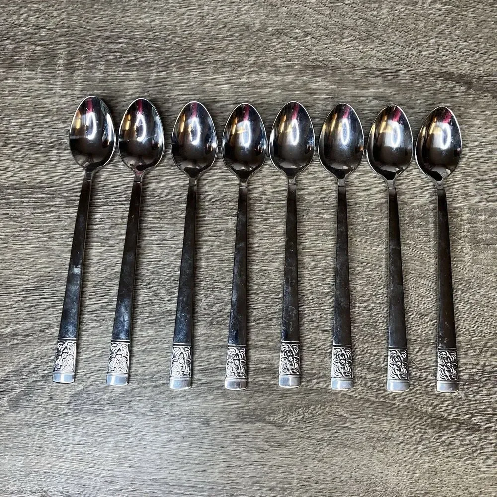 Reed & Barton Set Of 8 Harvest Bouquet 18/10 Stainless Iced Tea Spoons New